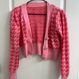 Pink Houndstooth Women's Sweater